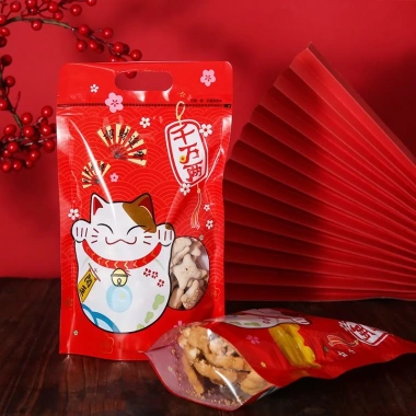 Túi zip mèo thần tài đỏ Tết - Set 10 túi đựng bánh kẹo, giảm còn 25.000đ