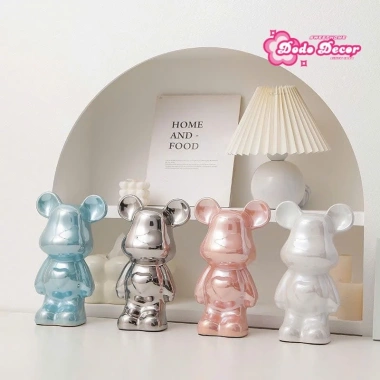 Tượng Decor Gấu Bearbrick Gốm Mạ Tinh Điện Cao Cấp - Trang Trí Bàn Học và Nhà Cửa 95.5k