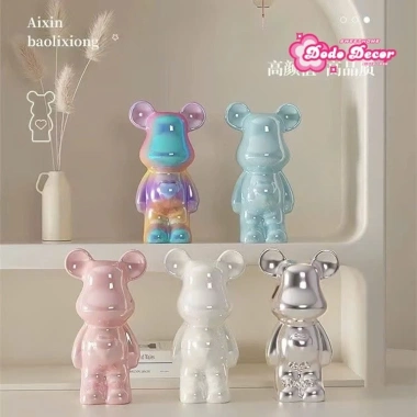 Tượng Decor Gấu Bearbrick Gốm Mạ Tinh Điện Cao Cấp - Trang Trí Bàn Học và Nhà Cửa 95.5k