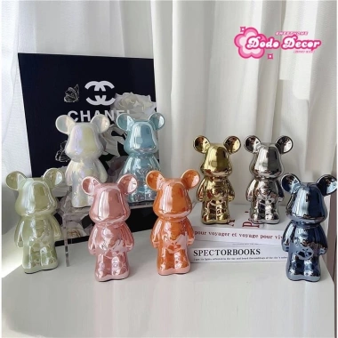 Tượng Decor Gấu Bearbrick Gốm Mạ Tinh Điện Cao Cấp - Trang Trí Bàn Học và Nhà Cửa 95.5k