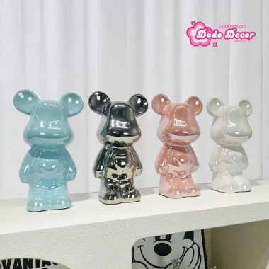 Tượng Decor Gấu Bearbrick Gốm Mạ Tinh Điện Cao Cấp - Trang Trí Bàn Học và Nhà Cửa 95.5k