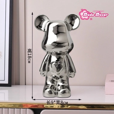 Tượng Decor Gấu Bearbrick Gốm Mạ Tinh Điện Cao Cấp - Trang Trí Bàn Học và Nhà Cửa 95.5k