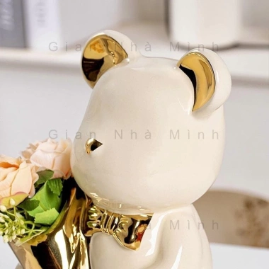 Tượng Gấu Gốm Mạ Điện 2 Màu - Thiết Kế Ôm Bình Hoa, Trang Trí Bàn TV và Bàn Làm Việc, Giá Ưu Đãi 240k 8