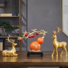 Tượng hươu tài lộc mạ vàng set đĩa Bắc Âu - Trang trí phòng khách, giảm giá 689k 5