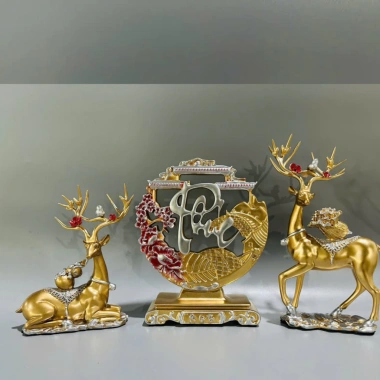 Tượng hươu tài lộc mạ vàng set đĩa Bắc Âu - Trang trí phòng khách, giảm giá 689k 10 Tượng hươu tài lộc mạ vàng set đĩa Bắc Âu - Trang trí phòng khách, giảm giá 689k 10