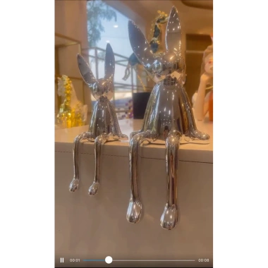 Tượng thỏ gốm ngồi - Trang trí bàn làm việc, phòng khách, nhà cửa, giá 53.600₫ 9