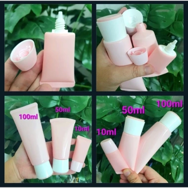 Tuýp nhựa chai đựng sữa rửa mặt và gel 10ml-100ml, thân hồng baby, giảm 20% chỉ 14.480đ