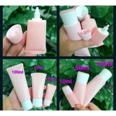 Tuýp nhựa chai đựng sữa rửa mặt và gel 10ml-100ml, thân hồng baby, giảm 20% chỉ 14.480đ