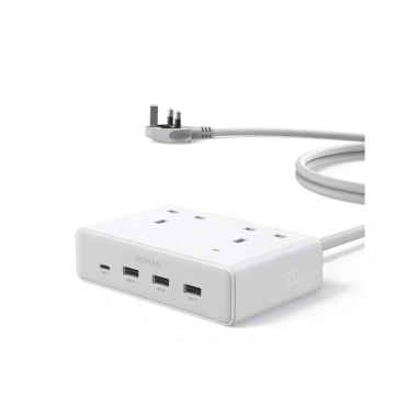 UGREEN Ổ Cắm GaN 20W UK 6 trong 1 (USB‑C+USB‑A+AC) Du Lịch Singapore Malaysia Anh – Sạc Nhanh Điện Thoại & Laptop