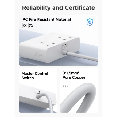 UGREEN Ổ Cắm GaN 20W UK 6 trong 1 (USB‑C+USB‑A+AC) Du Lịch Singapore Malaysia Anh – Sạc Nhanh Điện Thoại & Laptop
