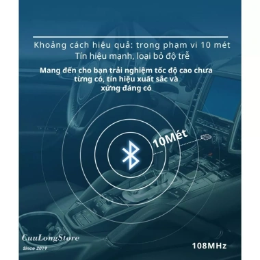 USB Bluetooth ô tô 5.3 đèn LED hiển thị - Âm thanh HD, giảm giá 95.000₫