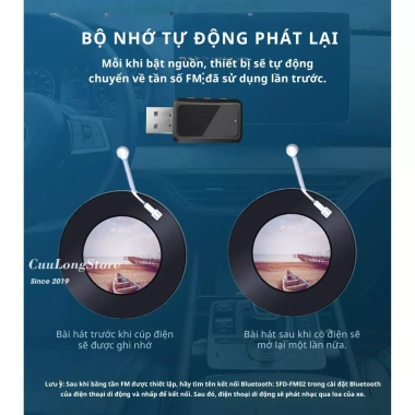 USB Bluetooth ô tô 5.3 đèn LED hiển thị - Âm thanh HD, giảm giá 95.000₫