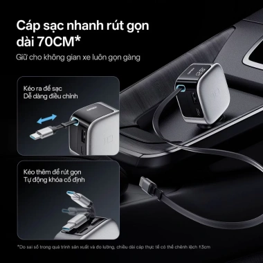 Ưu Đãi Khai Trương CUKTECH Sạc Xe Hơi Nhanh 100W Cáp Rút 70cm Hỗ Trợ Xiaomi 90W & Laptop 65W - 569.000 VND 4