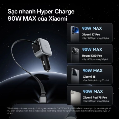 Ưu Đãi Khai Trương CUKTECH Sạc Xe Hơi Nhanh 100W Cáp Rút 70cm Hỗ Trợ Xiaomi 90W & Laptop 65W - 569.000 VND 8