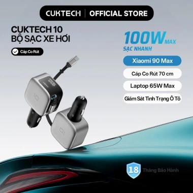 Ưu Đãi Khai Trương CUKTECH Sạc Xe Hơi Nhanh 100W Cáp Rút 70cm Hỗ Trợ Xiaomi 90W & Laptop 65W - 569.000 VND 10