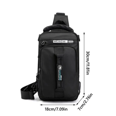 UUMIR Ba lô đeo vai nam chống nước, dây kéo, túi đeo chéo, thể thao sạc USB chống trộm