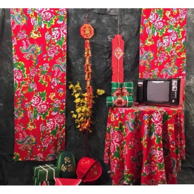 Vải chăn con công cổ xưa decor Tết, Trung thu, trải bàn - Giá 24.000đ giảm từ 29.520đ 3