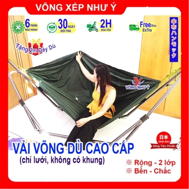 Vải võng dù 2 lớp cỡ đại rộng thoáng, xếp phong cách, tặng 2m dây dù - 90.000đ