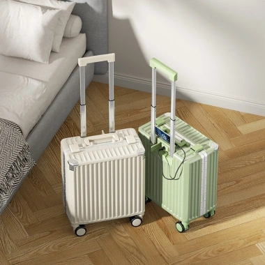 Vali 18 inch xách tay nhẹ, khung nhôm, khóa mật khẩu, lỗ sạc USB, chỗ để ly - Siêu bền, giảm giá tới 19%
