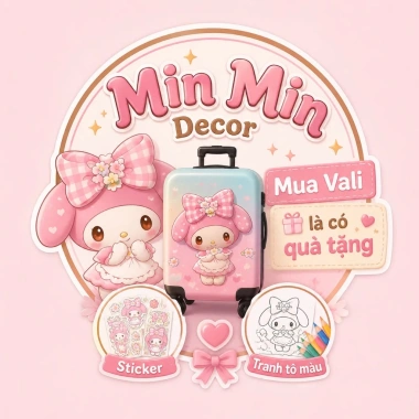 Vali cho bé 18inch Gấu Dâu Du lịch Xách Tay Máy Bay Kuromi Labubu Doremon Cappybara Giá 255.000đ