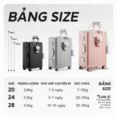 Vali Du Lịch Bamozo Size 28 Cao Cấp Bo 4 Góc Chống Va Đập, Bảo Hành 5 Năm, Giá 1,320,000₫ 9