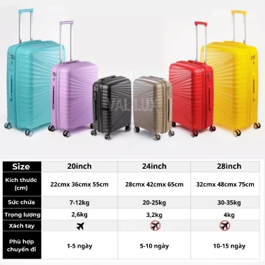 Vali du lịch chịu lực, chống xước, chống nước, khóa số, kéo cao cấp - Hottrend 588k 9
