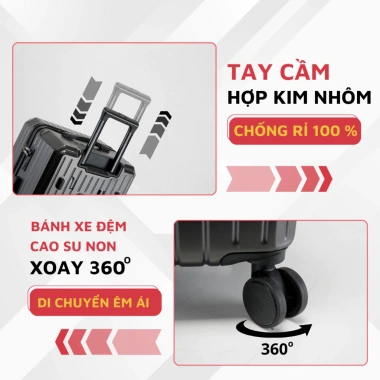 Vali du lịch Kingsun cao cấp Hộp Bọc Góc P37 Nhựa Dẻo, Khoá Kéo, Size 20/24, Bảo hành 5 năm - Giá ưu đãi 479.409 VND 4