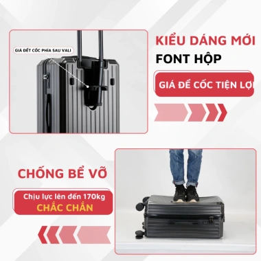 Vali du lịch Kingsun cao cấp Hộp Bọc Góc P37 Nhựa Dẻo, Khoá Kéo, Size 20/24, Bảo hành 5 năm - Giá ưu đãi 479.409 VND 5