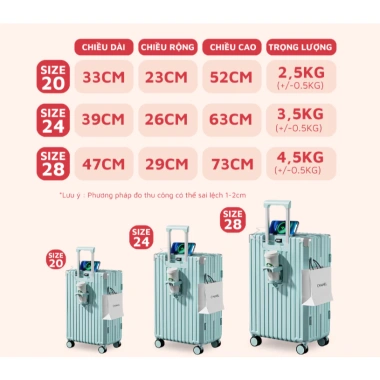Vali Du Lịch LUGME LME 01 Size 20/24/28 Chống Xước Bo Góc Chống Va Đập Bảo Hành 5 Năm Giá Ưu Đãi 498.000 VND