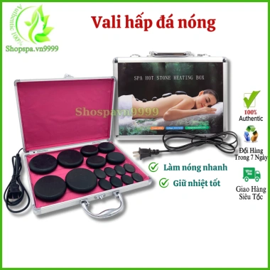 Vali Hấp Đá Nóng Cắm Điện Kèm 16 Viên Đá Massage Body Tiện Lợi Tại Nhà Giá 290k