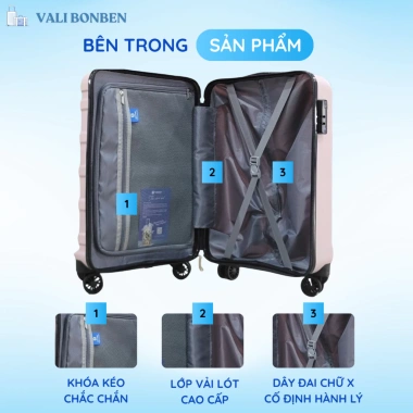 Vali Hùng Phát 20/25 inch Nhựa PP Bền Đẹp Kéo Du Lịch Thời Trang, Bảo Hành 2 Năm, 499.000đ