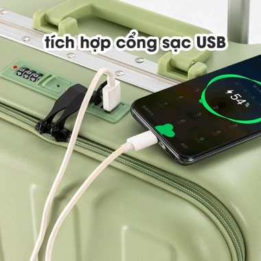 Vali Kéo Du Lịch Aloha 20/24 Inch Cao Cấp Ngăn Laptop Cổng Sạc USB Thời Trang