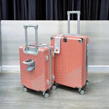 Vali kéo du lịch nhựa dẻo, ốp góc inox, móc treo, khay nước, tặng túi giày 2