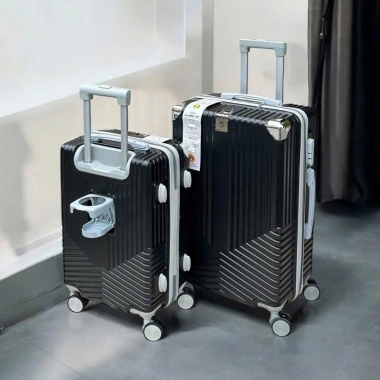 Vali kéo du lịch nhựa dẻo, ốp góc inox, móc treo, khay nước, tặng túi giày 6