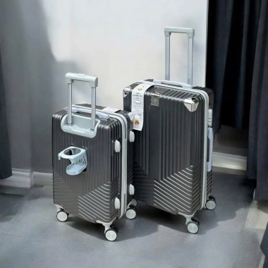 Vali kéo du lịch nhựa dẻo, ốp góc inox, móc treo, khay nước, tặng túi giày 7