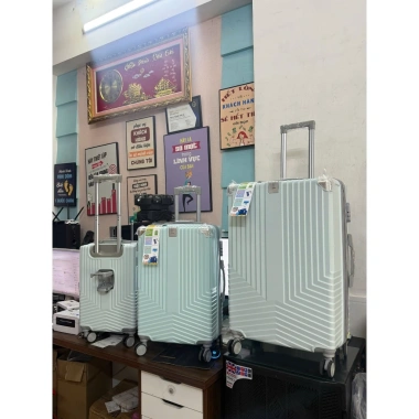 Vali kéo du lịch nhựa dẻo, ốp góc inox, móc treo, khay nước, tặng túi giày 10