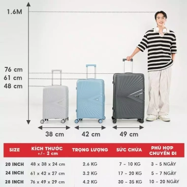 Vali kéo du lịch SUNNY PICA nhựa PP chống vỡ 28-24-20 inch xách tay, kí gửi - 699.000₫ 8 Vali kéo du lịch SUNNY PICA nhựa PP chống vỡ 28-24-20 inch xách tay, kí gửi - 699.000₫ 8