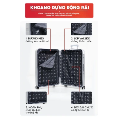 Vali kéo Sunny Roger 20 inch nhựa PP - bền đẹp, bảo hành 10 năm - VHL x Sunnyvali