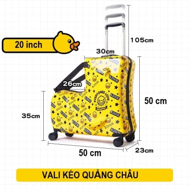 Vali kéo Vịt B.Duck chính hãng cho bé trai, bé gái - Size 20-24 inch, giảm giá 10 Vali kéo Vịt B.Duck chính hãng cho bé trai, bé gái - Size 20-24 inch, giảm giá 10