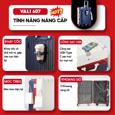 Vali Khung Nhôm Kingsun KS-607 Bọc 4 Góc Chống Va Đập - Bảo hành 5 năm, Giá ưu đãi 799.000₫ 2