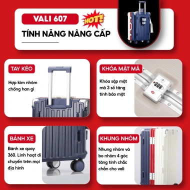 Vali Khung Nhôm Kingsun KS-607 Bọc 4 Góc Chống Va Đập - Bảo hành 5 năm, Giá ưu đãi 799.000₫ 3