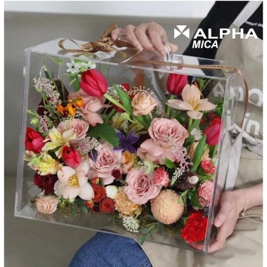 Vali Mica Cắm Hoa Trong Suốt - Hộp Quà Đẳng cấp, Giỏ Hoa Mica, Giá 125.000₫
