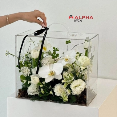 Vali Mica Cắm Hoa Trong Suốt - Hộp Quà Đẳng cấp, Giỏ Hoa Mica, Giá 125.000₫