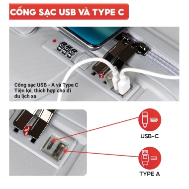 Vali SUNNY LATTA Nhựa PP Siêu Dày Chống Vỡ Kéo Du Lịch USB Size 20-28 - 869k 6