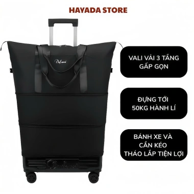 Vali vải gấp gọn DUFANXI 3 tầng bánh xe kéo, chống thấm nước, giảm giá 600k