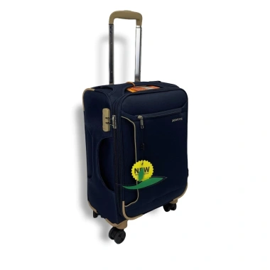 Vali Vải LEAVES 9.068 KING 20 Navy Vàng Đồng, Khóa Số An Toàn, Bánh Xe Kép 360 độ
