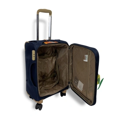 Vali Vải LEAVES 9.068 KING 20 Navy Vàng Đồng, Khóa Số An Toàn, Bánh Xe Kép 360 độ