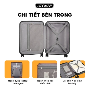 Vali Xách Tay JOYWAY Mở Mặt Trước Cao Cấp - Khóa TSA, Dây Kéo YKK, Bánh Xe 360°, Móc Treo - Giá chỉ 1.099.000₫