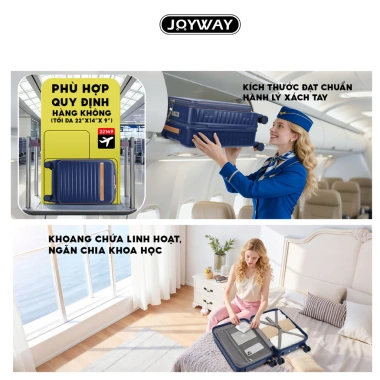 Vali Xách Tay JOYWAY Mở Mặt Trước Cao Cấp - Khóa TSA, Dây Kéo YKK, Bánh Xe 360°, Móc Treo - Giá chỉ 1.099.000₫ 9 Vali Xách Tay JOYWAY Mở Mặt Trước Cao Cấp - Khóa TSA, Dây Kéo YKK, Bánh Xe 360°, Móc Treo - Giá chỉ 1.099.000₫ 9