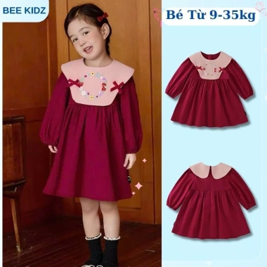 Váy Bé Gái Tiểu Thư Đỏ Mềm Mại - BST Váy Tết 2.024, Giá Ưu Đãi 189.000₫ 5